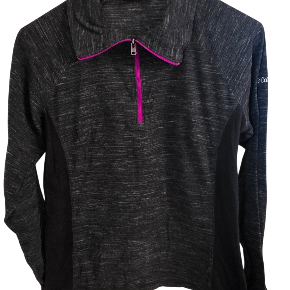Columbia Women's Charcoal and Magenta Quarter-Zip Sweatshirt